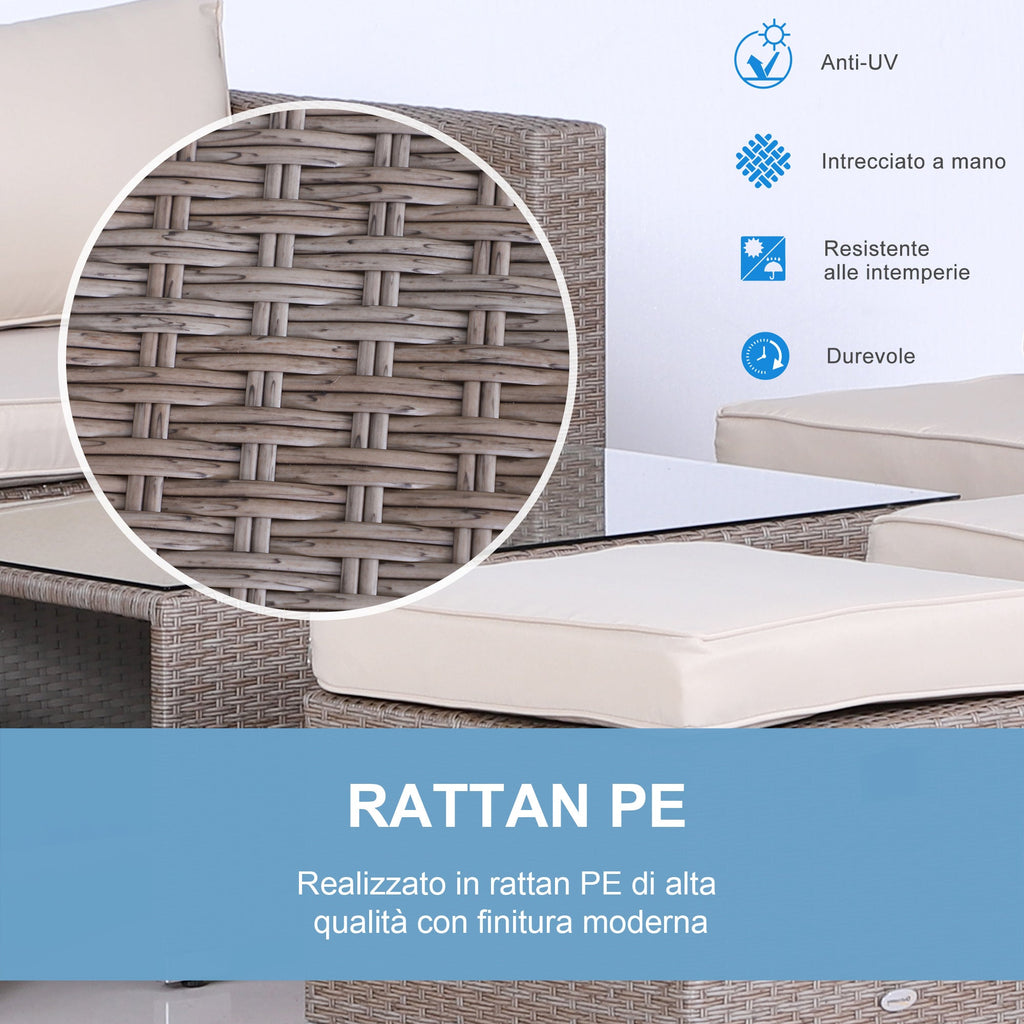 EasyComfort 8-delige PE-rattan loungeset - grijs