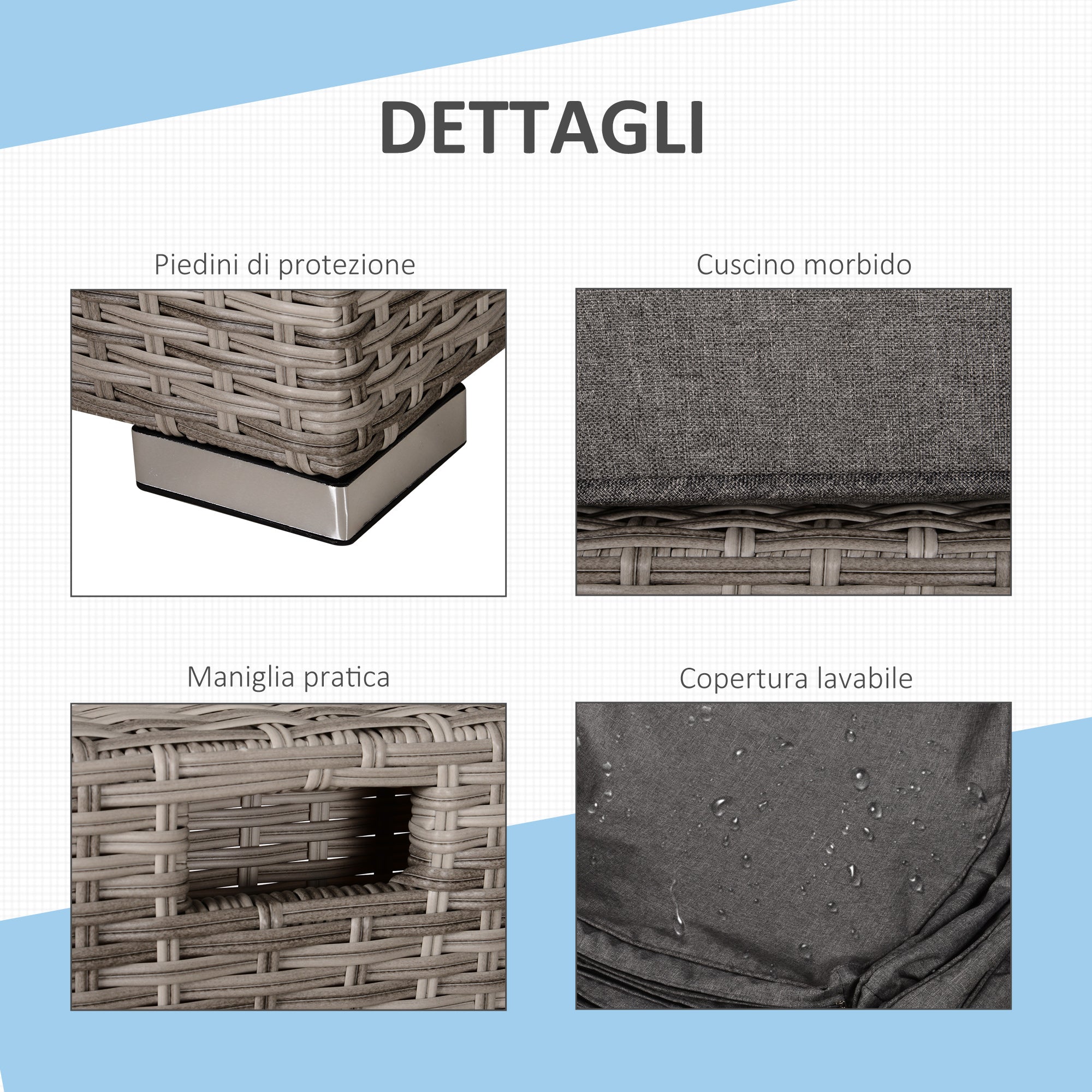 EasyComfort 8-delige PE-rattan loungeset - grijs