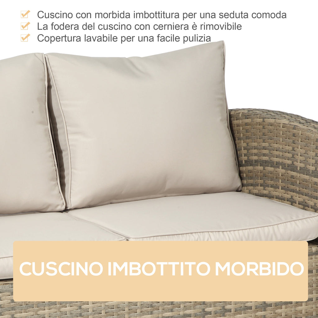 Easycomfort Set Mobili da Giardino 6 Pezzi in Rattan with Divani, Poltrone e Tavoli Contenitore, Beige