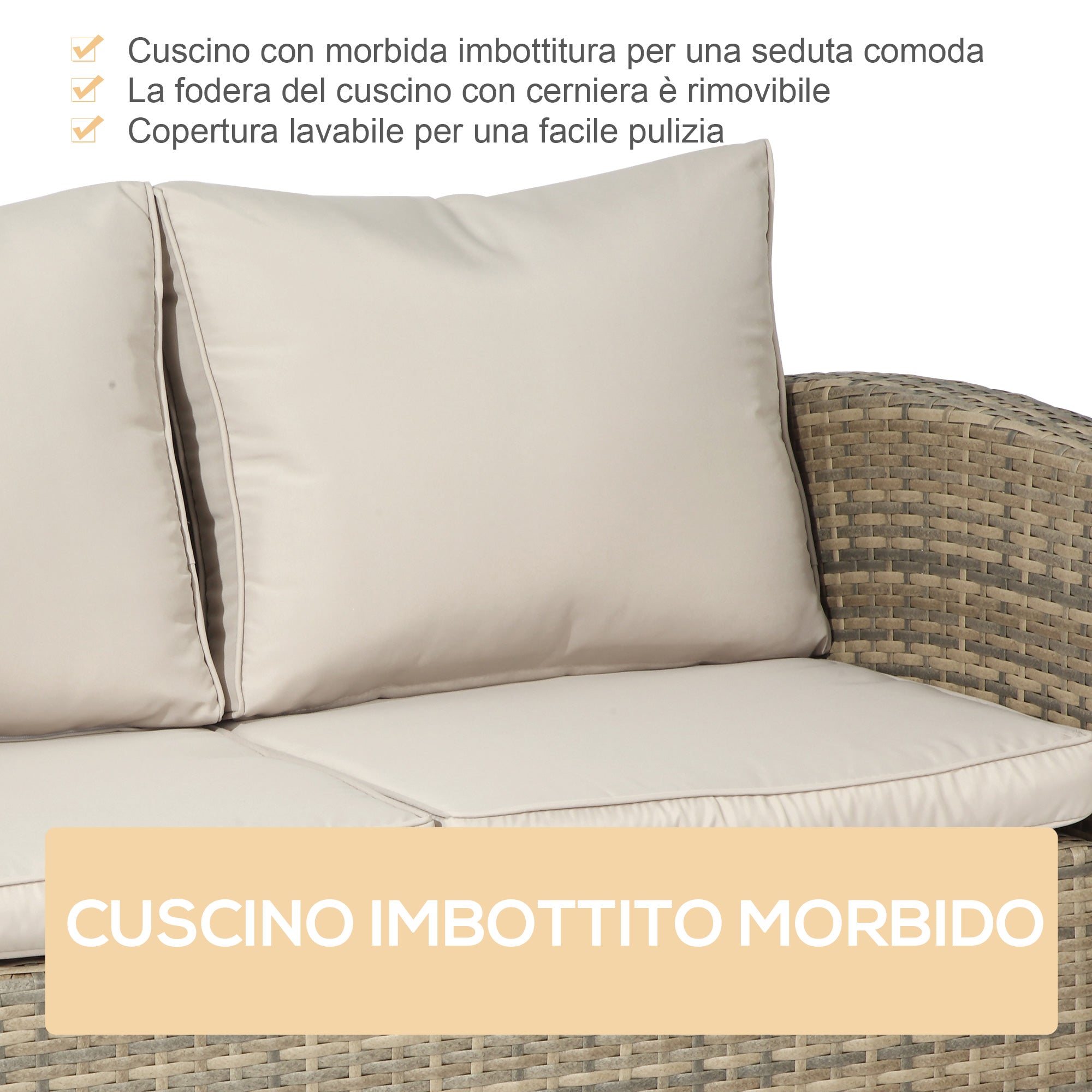 Easycomfort Set Mobili da Giardino 6 Pezzi in Rattan with Divani, Poltrone e Tavoli Contenitore, Beige