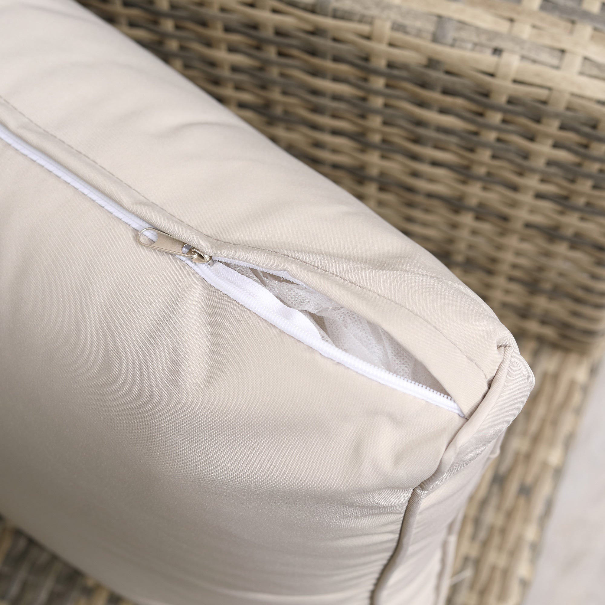 Easycomfort Set Mobili da Giardino 6 Pezzi in Rattan with Divani, Poltrone e Tavoli Contenitore, Beige