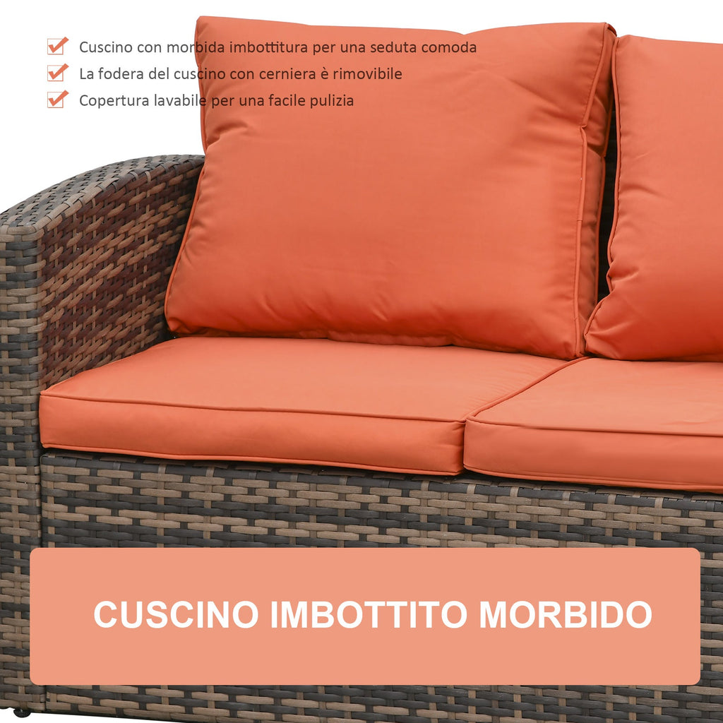 EASYCOMFORT Garden Furniture 6 Pieces in Rattan Sofas Armchairs Storage Tables