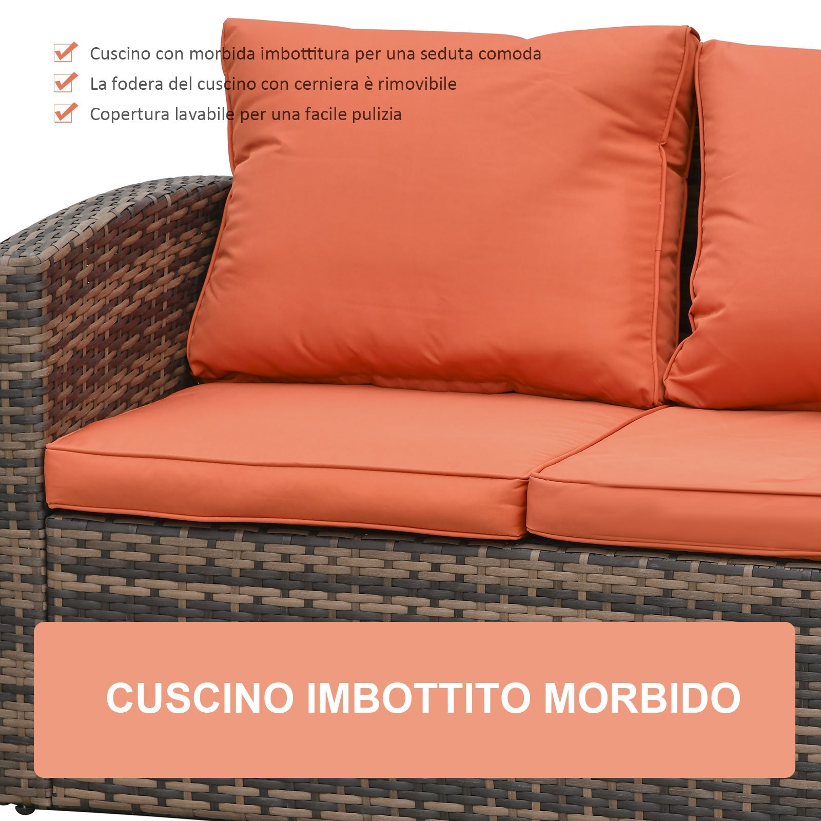 EASYCOMFORT Garden Furniture 6 Pieces in Rattan Sofas Armchairs Storage Tables