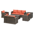 EASYCOMFORT Garden Furniture 6 Pieces in Rattan Sofas Armchairs Storage Tables