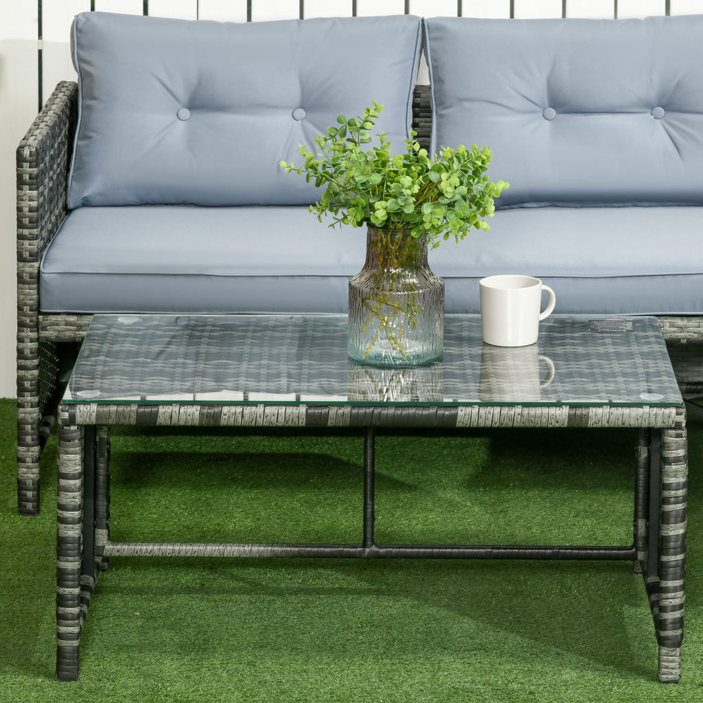 Easycomfort Salotto da Giardino with Divanetto, Chaise Longue e Tavolino in Rattan PE with Cuscini, Grigio