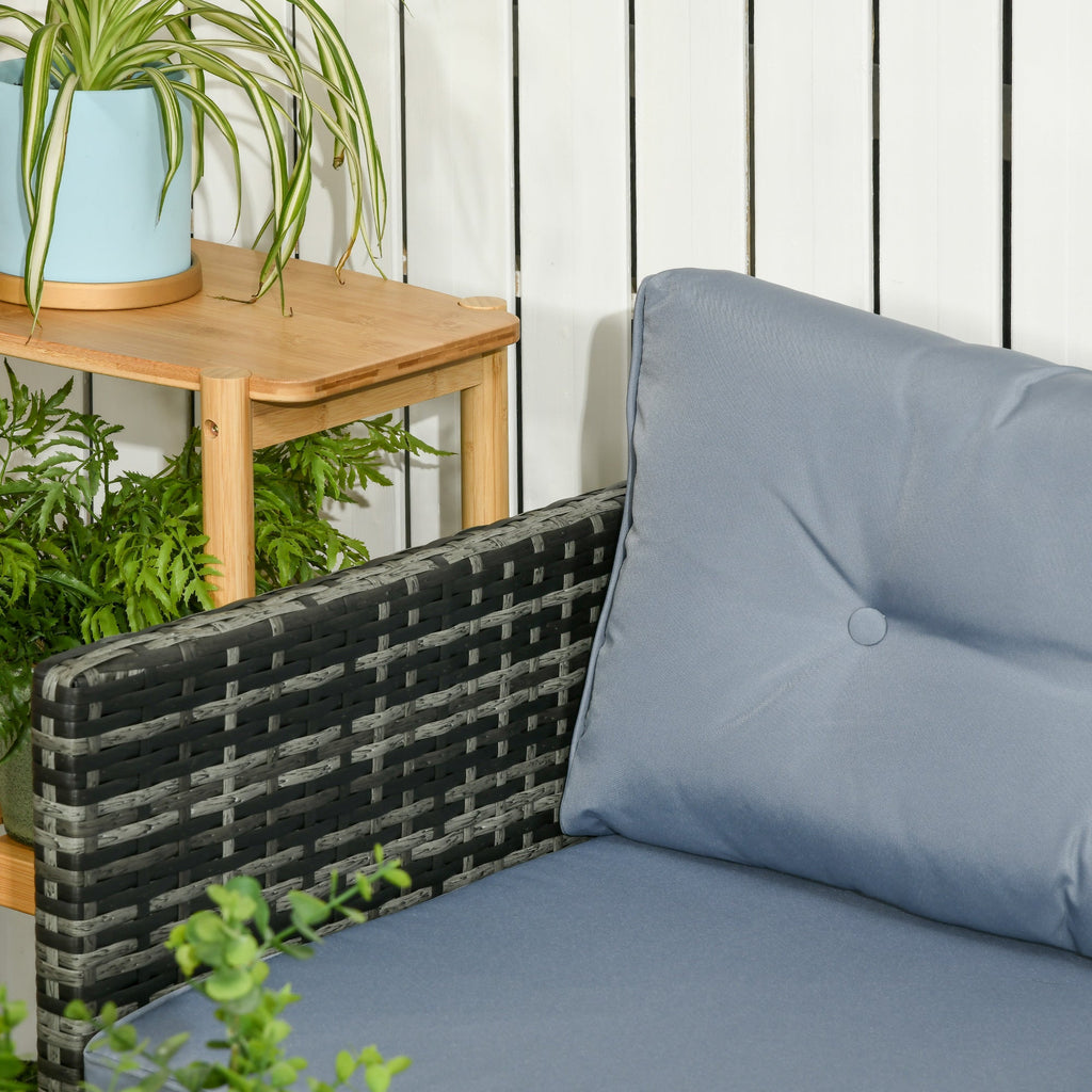 Easycomfort Salotto da Giardino with Divanetto, Chaise Longue e Tavolino in Rattan PE with Cuscini, Grigio