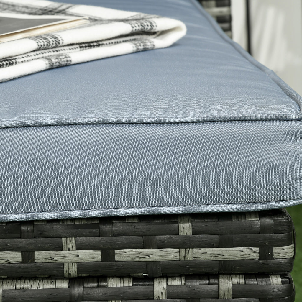 Easycomfort Salotto da Giardino with Divanetto, Chaise Longue e Tavolino in Rattan PE with Cuscini, Grigio