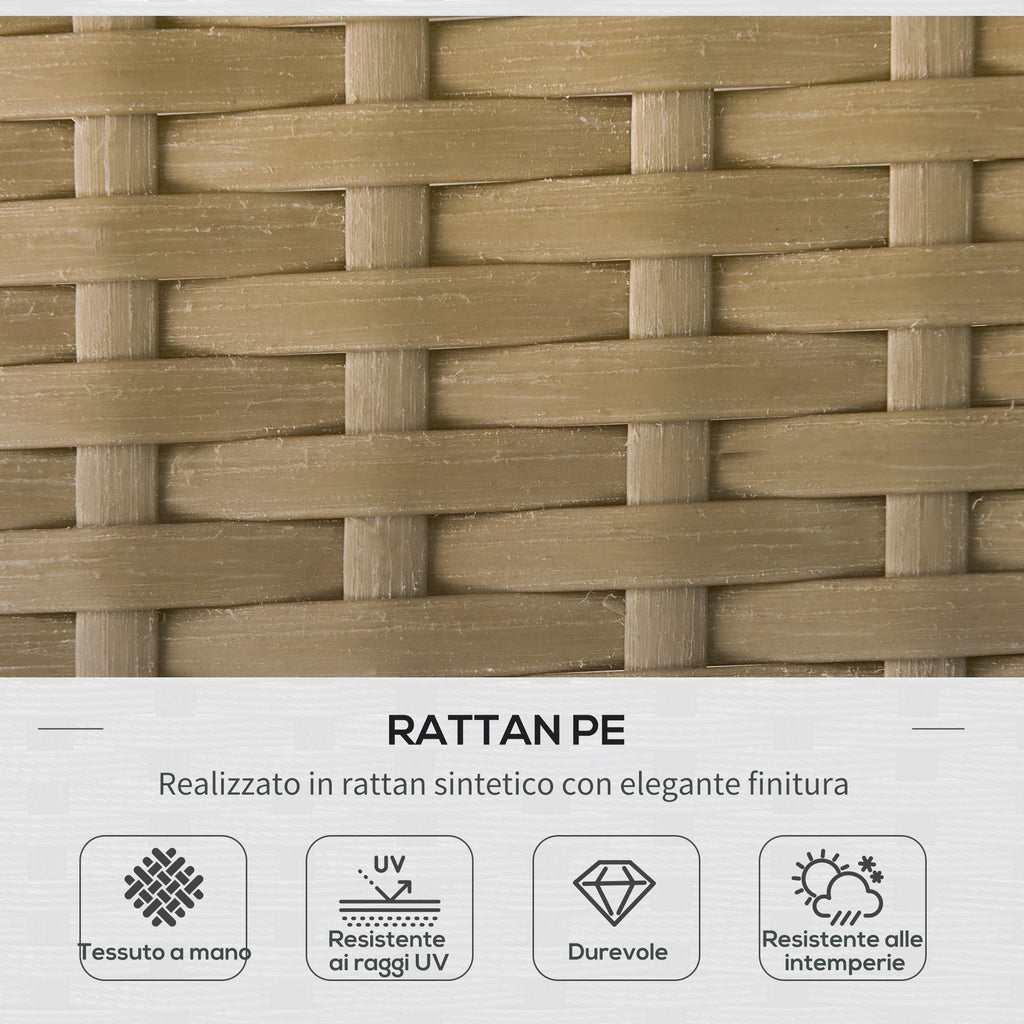 Easycomfort Set da Giardino in Rattan Stile Boho Chic with Divano Angolare e e Tavolino, Beige e Caffè