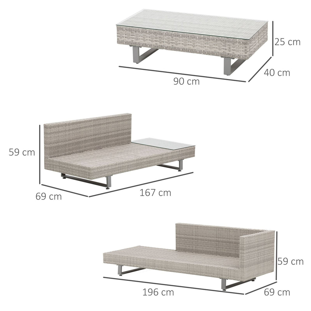 EasyComfort Garden Lounge loungeset 3-zits + 2-zits met tafel - grijs rattan