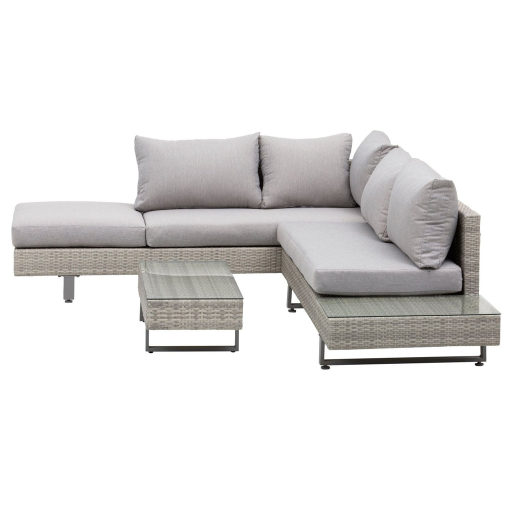 EasyComfort Garden Lounge loungeset 3-zits + 2-zits met tafel - grijs rattan