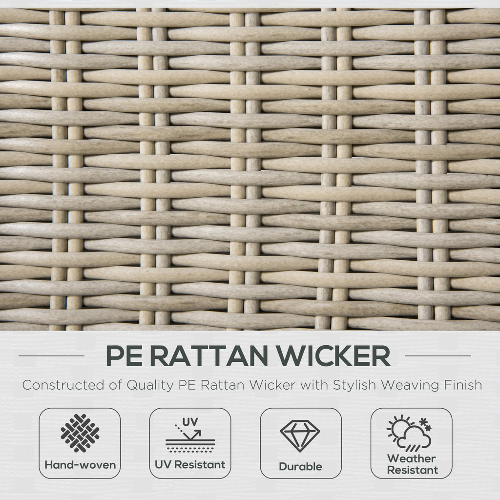 EASYCOMFORT 4-Piece Garden Furniture Set in PE Rattan, Outdoor Lounge with 1 Sofa, 2 Armchairs, 1 Coffee Table and Removable and Washable Cushions, Khaki and Beige