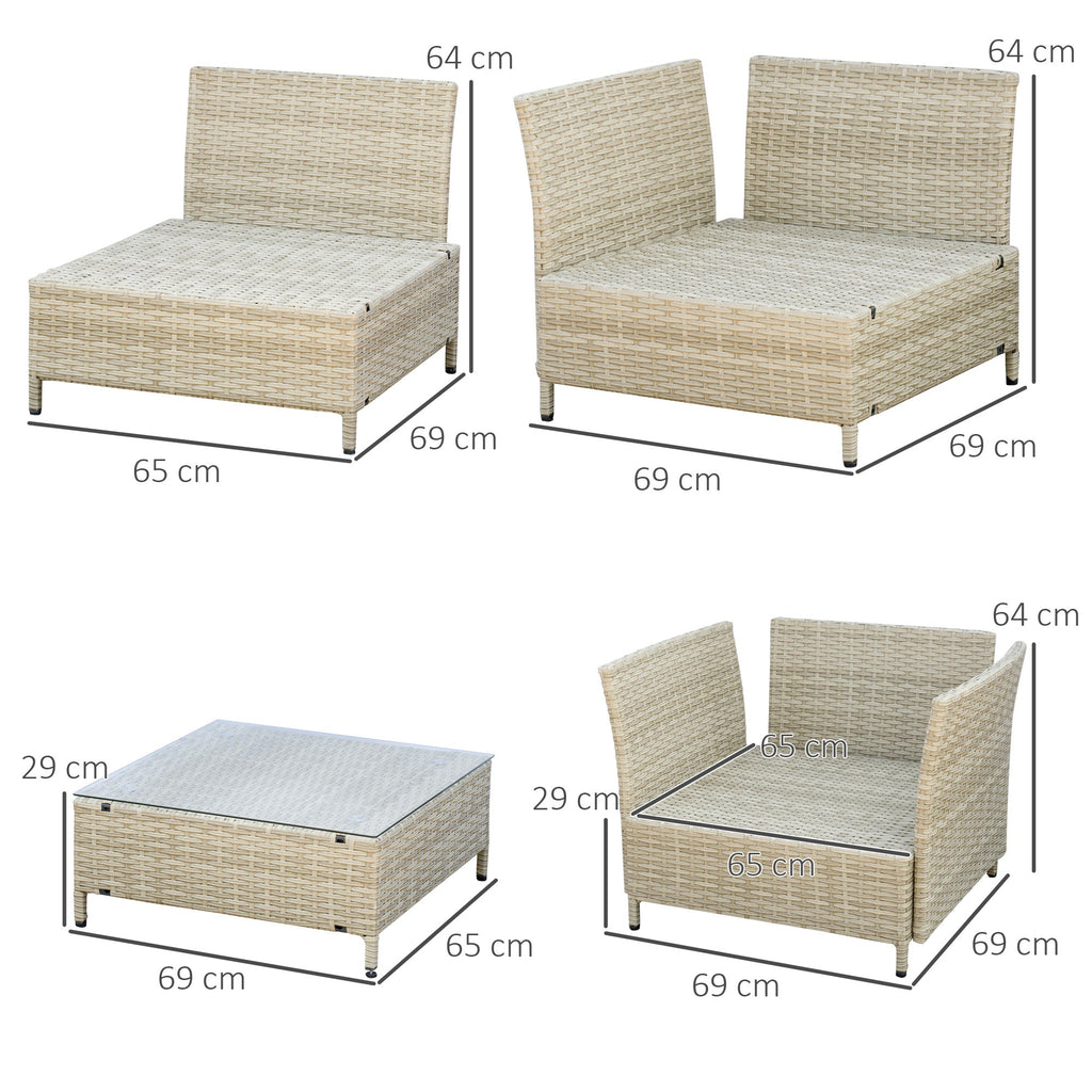 Easycomfort Salotto da Giardino 7 Pezzi Modulabile in Rattan PE with Cuscini, Beige