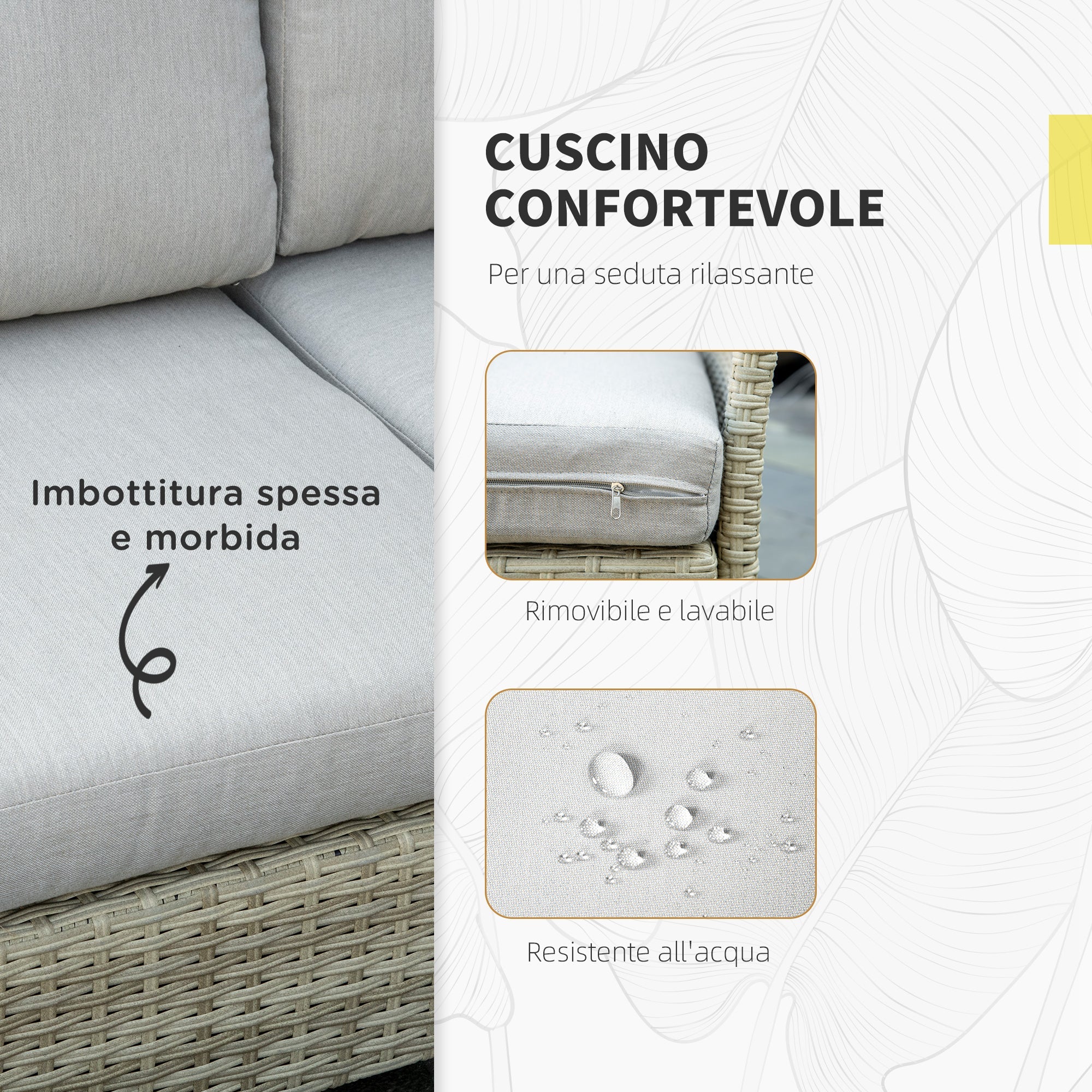 Easycomfort Salotto da Giardino 7 Pezzi Modulabile in Rattan PE with Cuscini, Beige