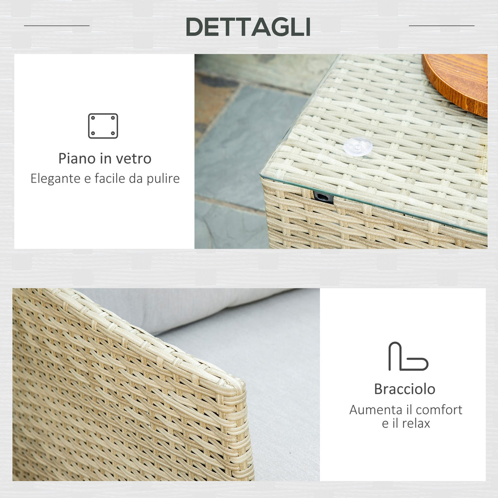 Easycomfort Salotto da Giardino 7 Pezzi Modulabile in Rattan PE with Cuscini, Beige