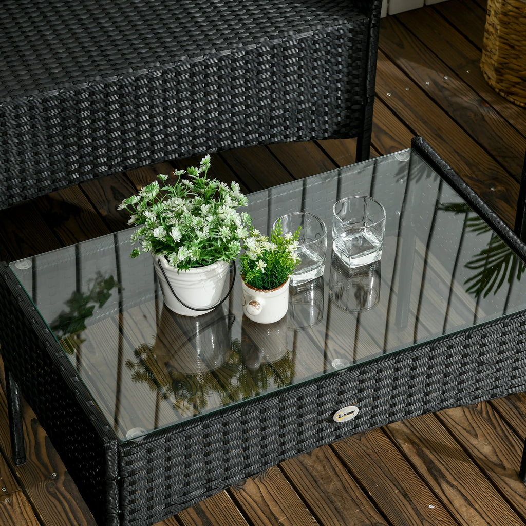 Easycomfort Set da Giardino 4Pezzi in Rattan with 2 Sedie, Poltrona da Giardino a 2 Posti e Tavolino Basso