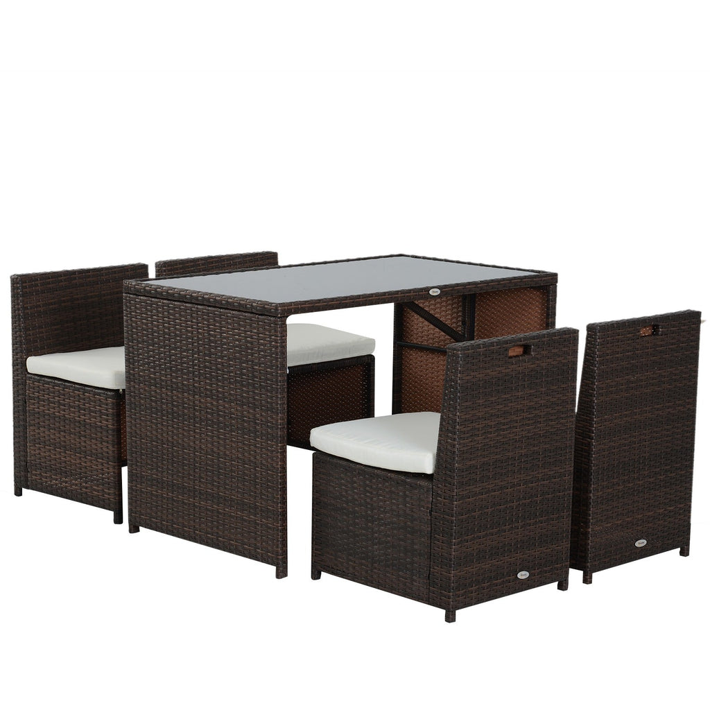 Easycomfort Set Mobili da Giardino in Rattan 5pz Tavolo Pranzo 4 Sedie with Cuscini