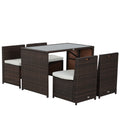 Easycomfort Set Mobili da Giardino in Rattan 5pz Tavolo Pranzo 4 Sedie with Cuscini