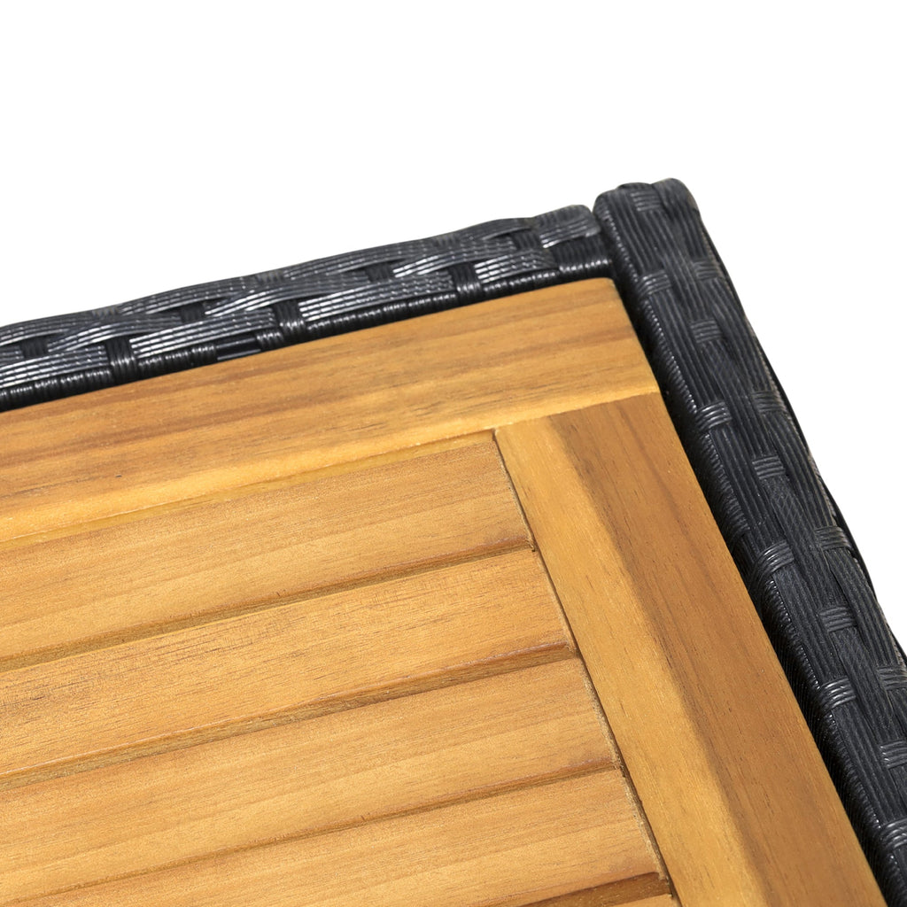 EasyComfort 7-delige tuinset van PE-rattan en acaciahout – zwart