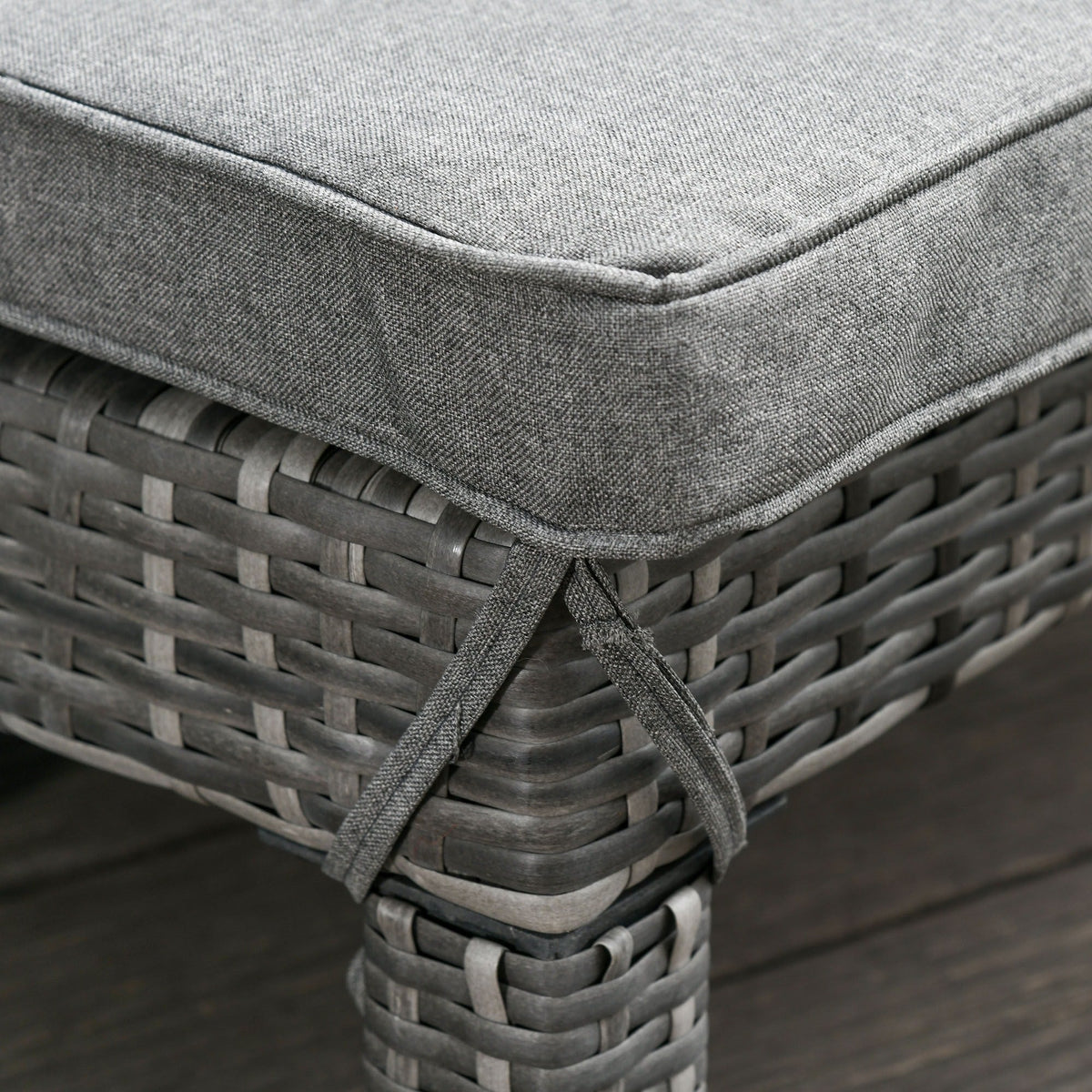 EASYCOMFORT Set van 2 ligstoelen PE-rattan met grijs kussen
