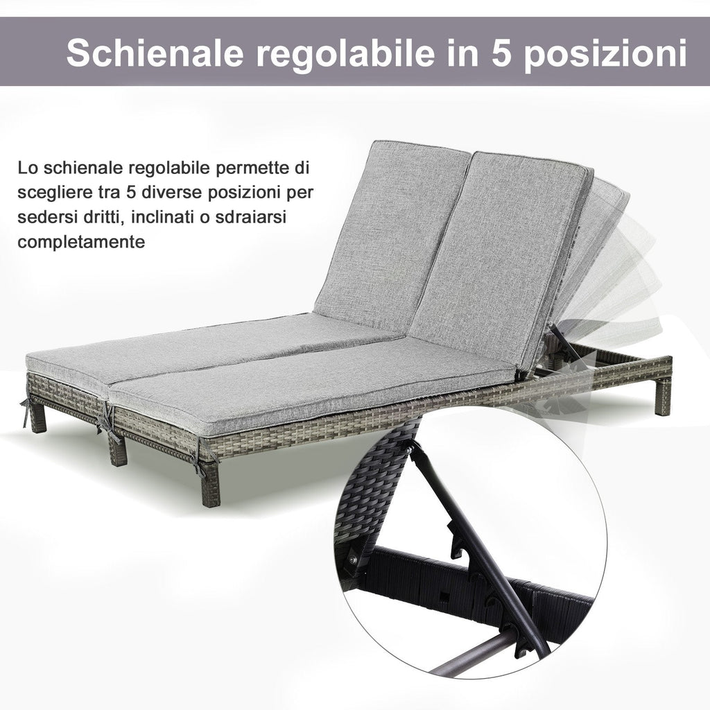 EasyComfort 2-persoons ligbed 195 x 120 x 28 cm grijs