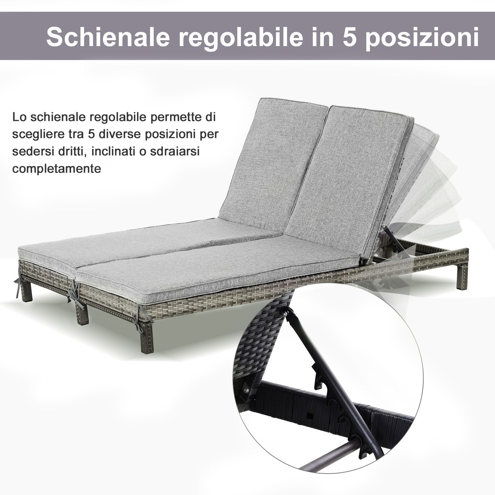 EasyComfort 2-persoons ligbed 195 x 120 x 28 cm grijs
