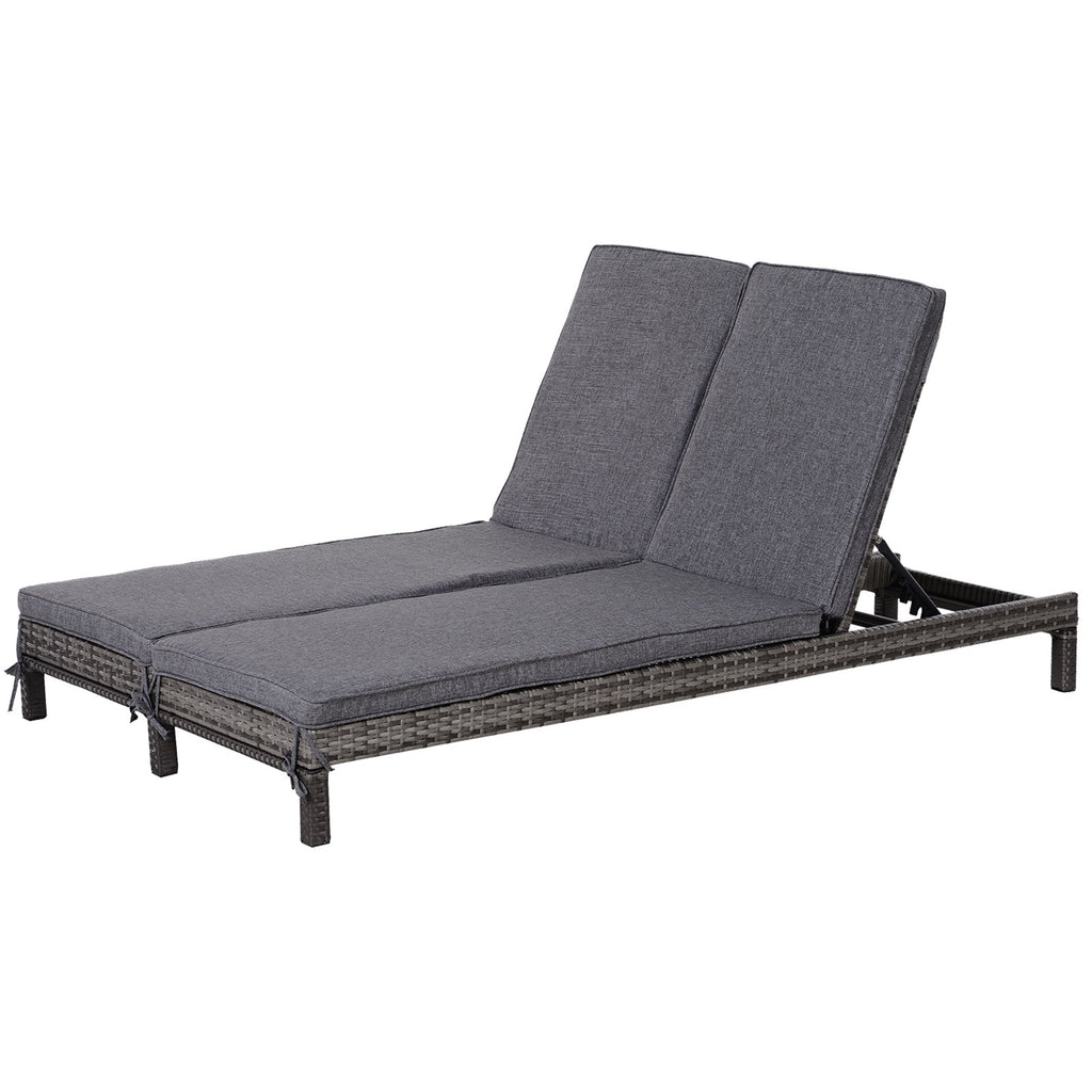 EasyComfort 2-persoons ligbed staal rattan grijs