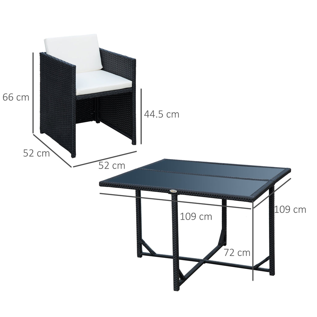 Easycomfort Set Mobili da Giardino 5pz Set Tavolo da Pranzo with 4 Sedie with Cuscini Combinabili a Rettangolo, black, 109x109x72 cm
