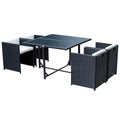 Easycomfort Set Mobili da Giardino 5pz Set Tavolo da Pranzo with 4 Sedie with Cuscini Combinabili a Rettangolo, black, 109x109x72 cm