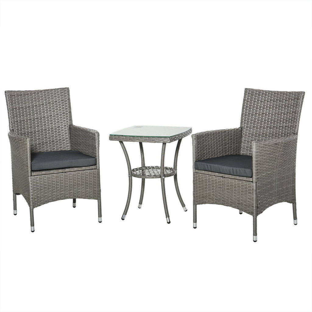 EASYCOMFORT Outdoor Table and Chair Set in Gray PE Rattan