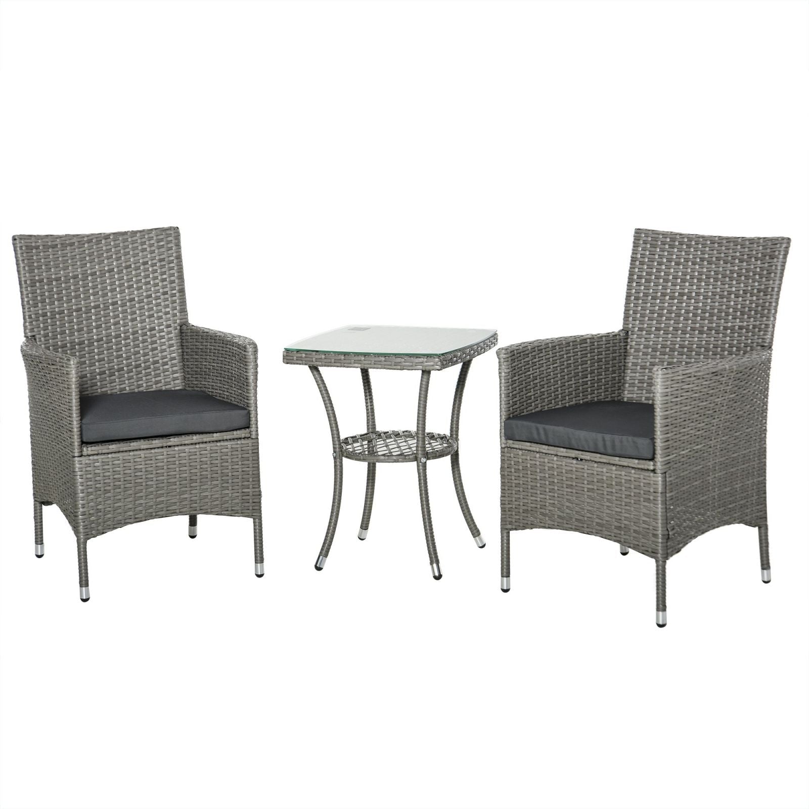 EASYCOMFORT Outdoor Table and Chair Set in Gray PE Rattan