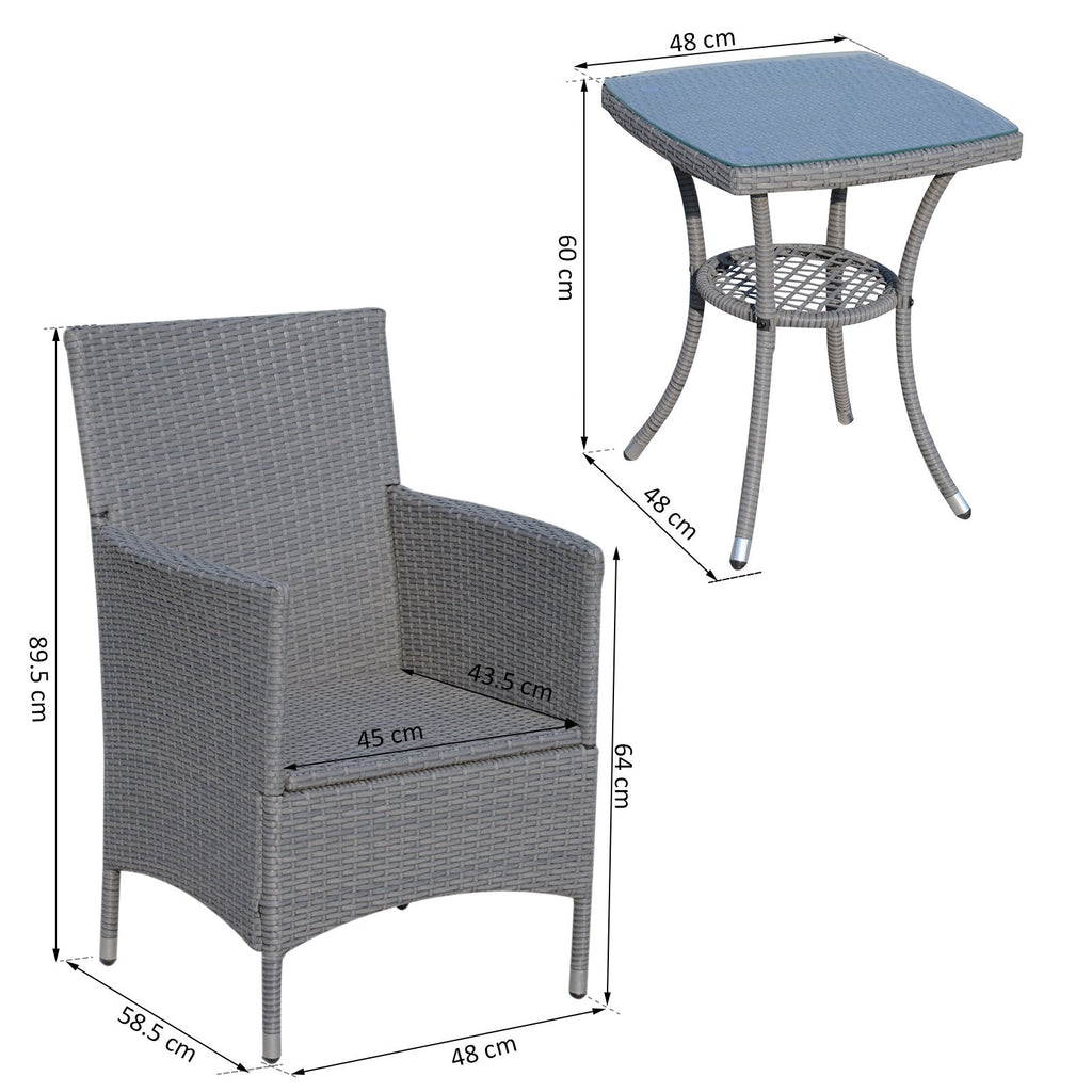 EASYCOMFORT Outdoor Table and Chair Set in Gray PE Rattan