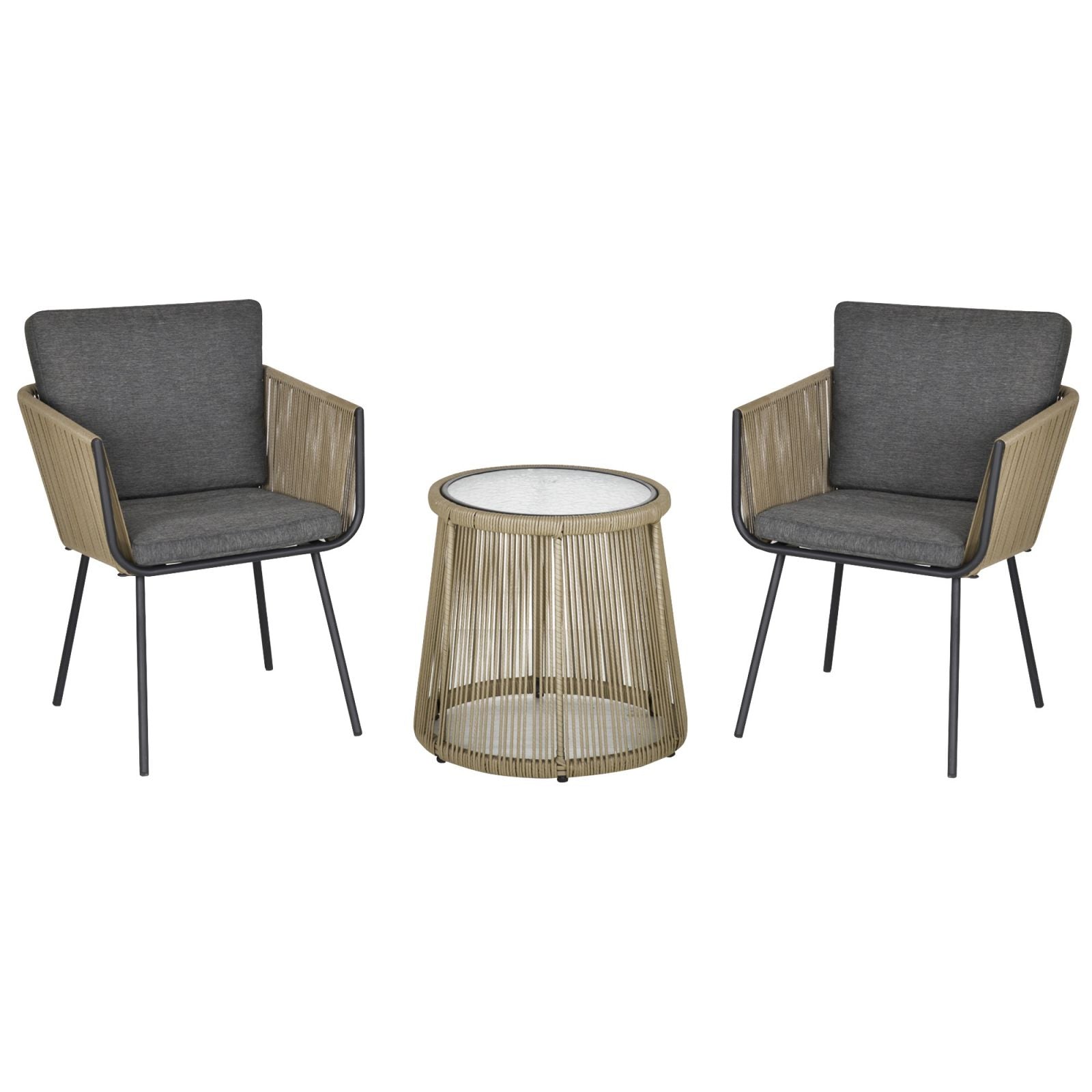 EasyComfort 3-delige tuinset met 2 stoelen en bijzettafel