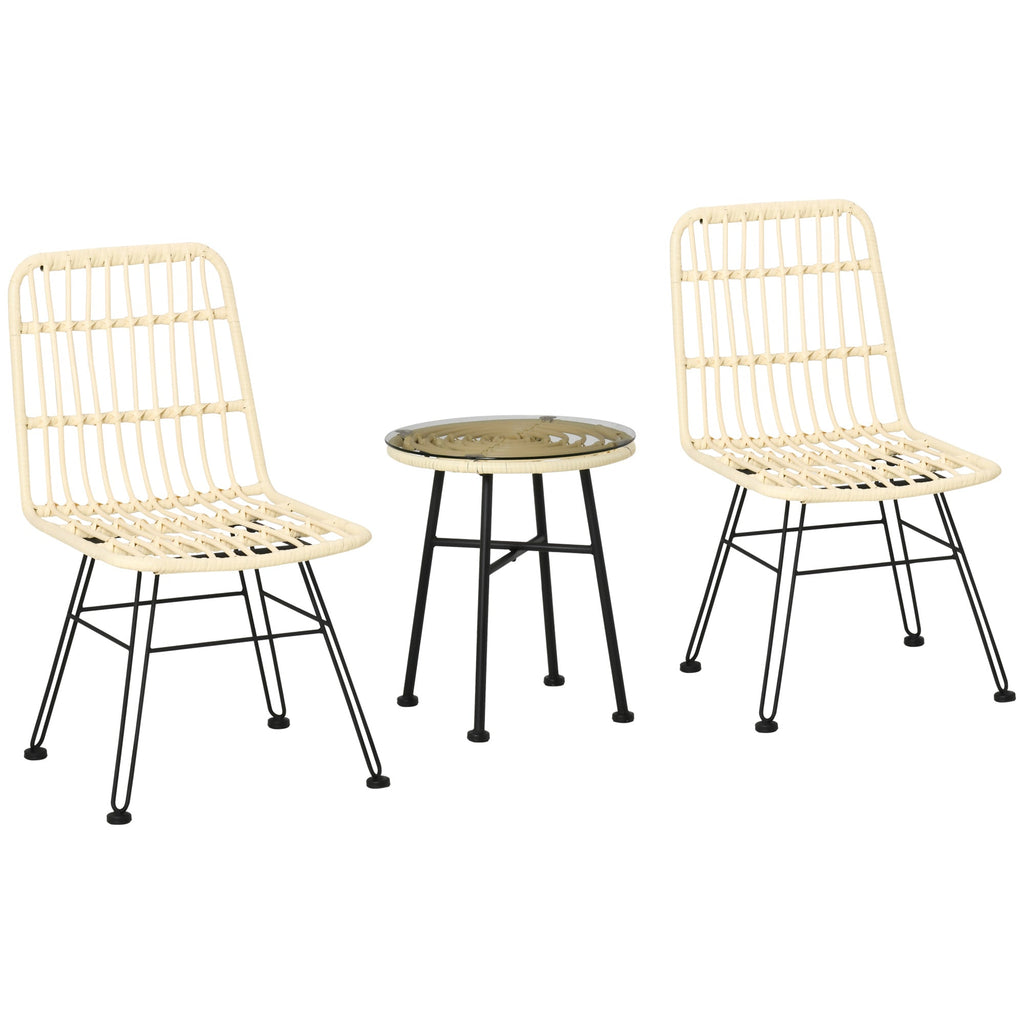 EASYCOMFORT 3-piece garden furniture set with coffee table and chairs in PE rattan, polyester and steel for outdoor use, cream