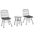 EASYCOMFORT 3-piece garden furniture set with coffee table and chairs in PE rattan, polyester and steel for outdoor use, gray