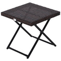EASYCOMFORT Folding Garden Coffee Table in Synthetic Rattan and Brown Steel