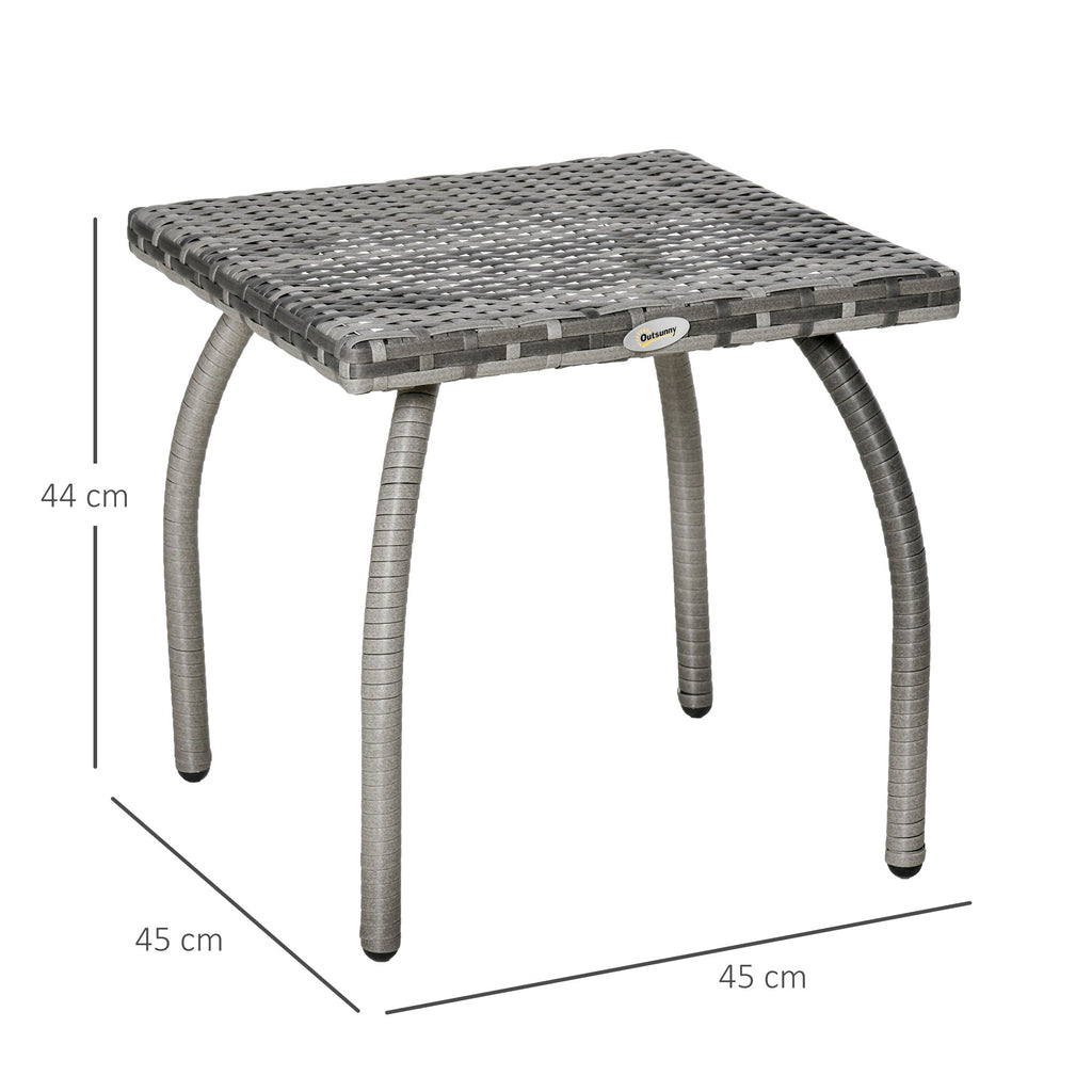 EASYCOMFORT Synthetic Rattan Coffee Table, Small Outdoor Coffee Table, for Garden, Terrace Waterproof Gray 45x45x44cm