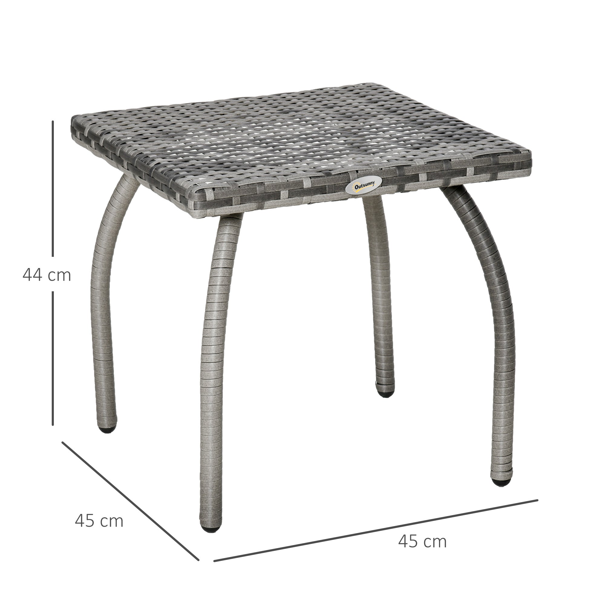 EASYCOMFORT Synthetic Rattan Coffee Table, Small Outdoor Coffee Table, for Garden, Terrace Waterproof Gray 45x45x44cm