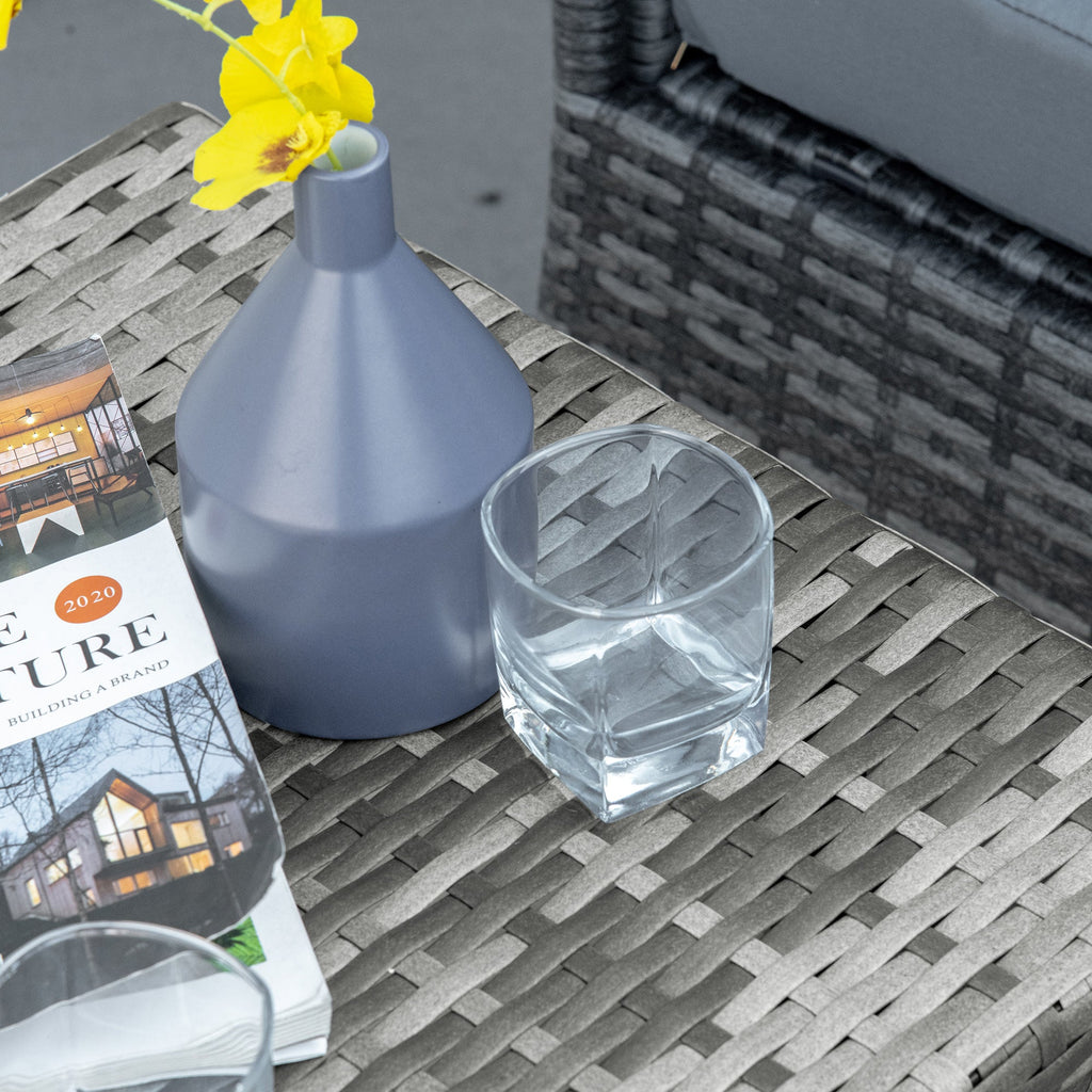EASYCOMFORT Synthetic Rattan Coffee Table, Small Outdoor Coffee Table, for Garden, Terrace Waterproof Gray 45x45x44cm