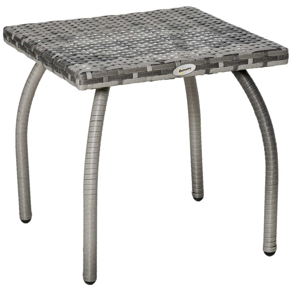 EASYCOMFORT Synthetic Rattan Coffee Table, Small Outdoor Coffee Table, for Garden, Terrace Waterproof Gray 45x45x44cm