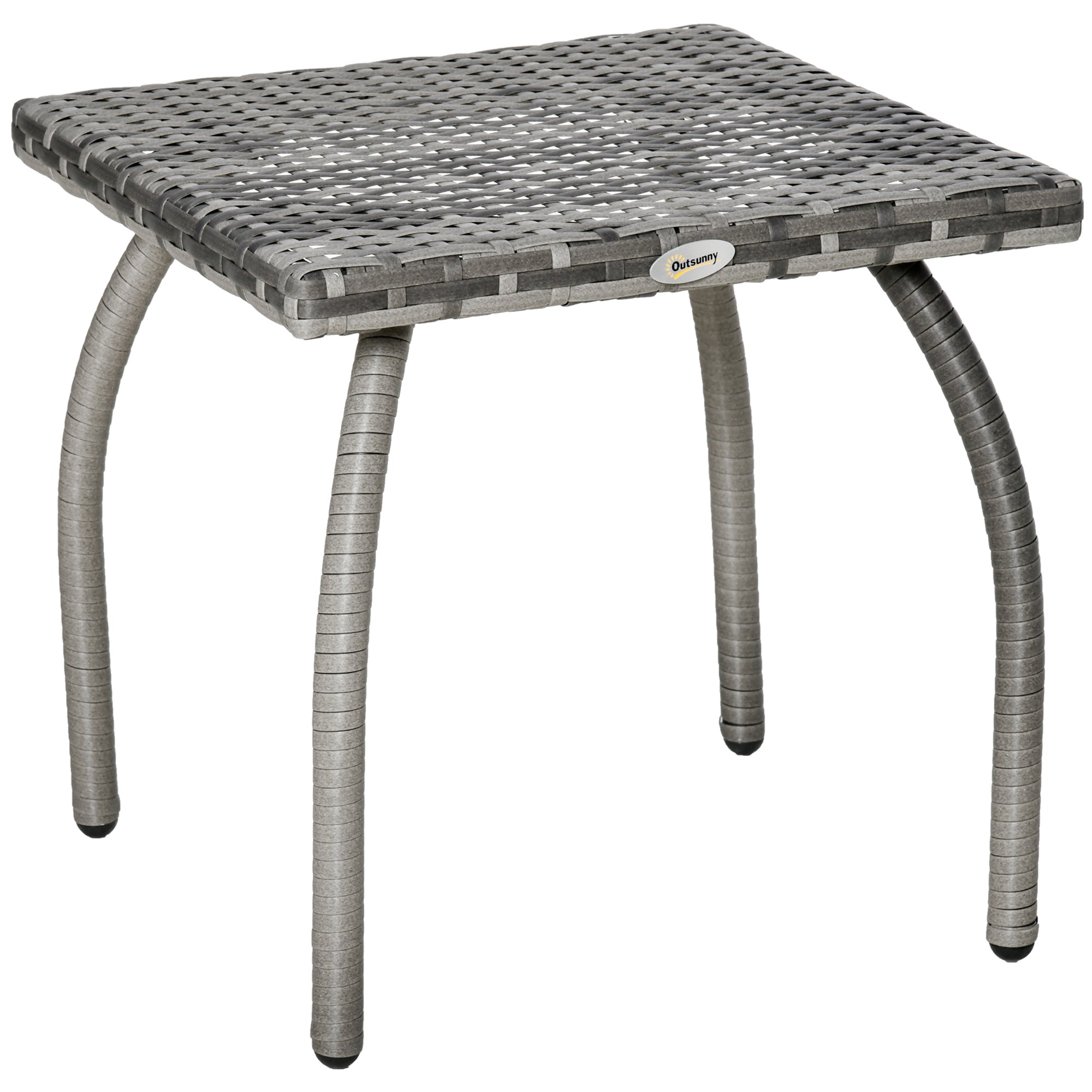 EASYCOMFORT Synthetic Rattan Coffee Table, Small Outdoor Coffee Table, for Garden, Terrace Waterproof Gray 45x45x44cm