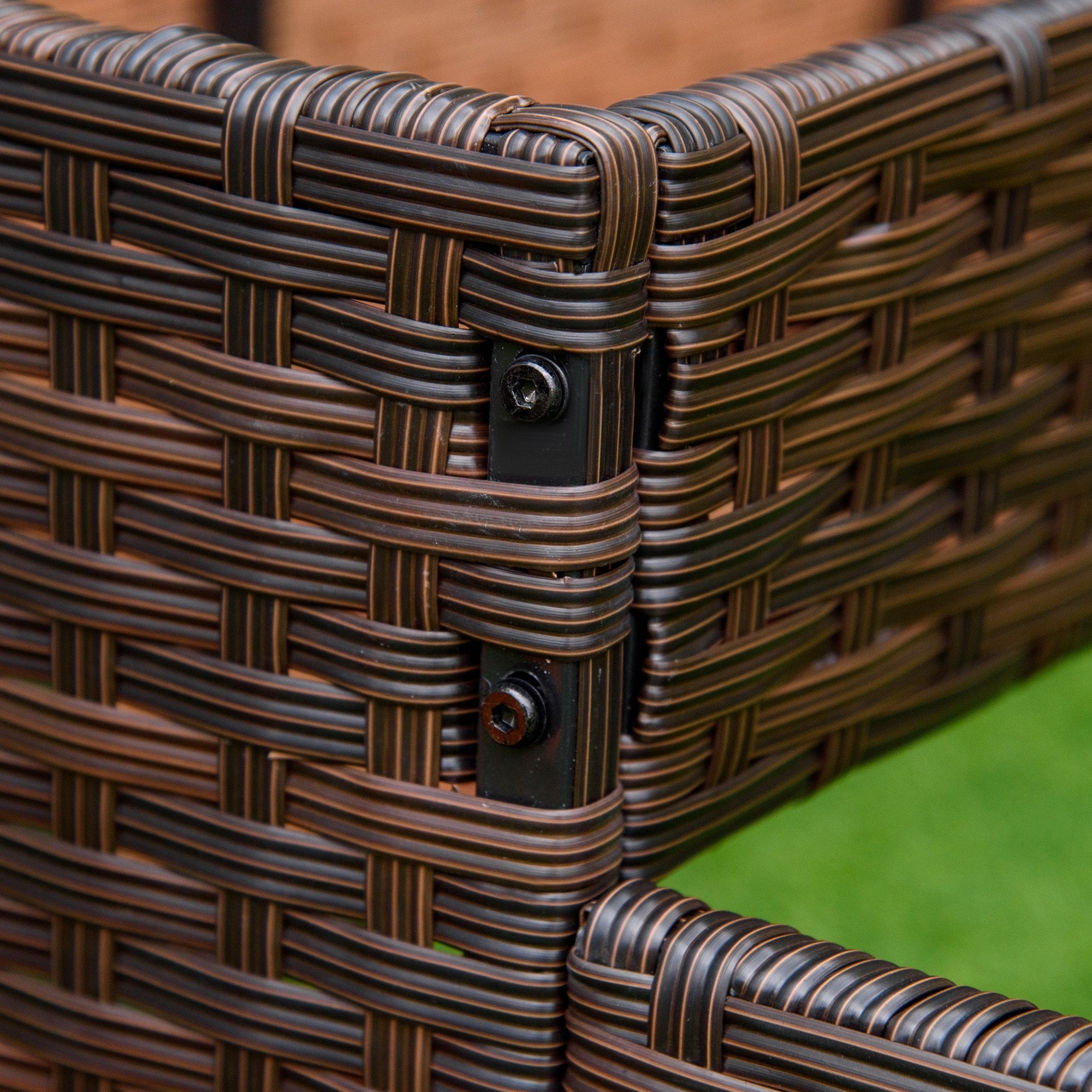 Easycomfort Orto Rialzato a 3 Livelli in Rattan Sintetico senza Fondo per Piante e Verdure, 120x120x40cm, Grigio