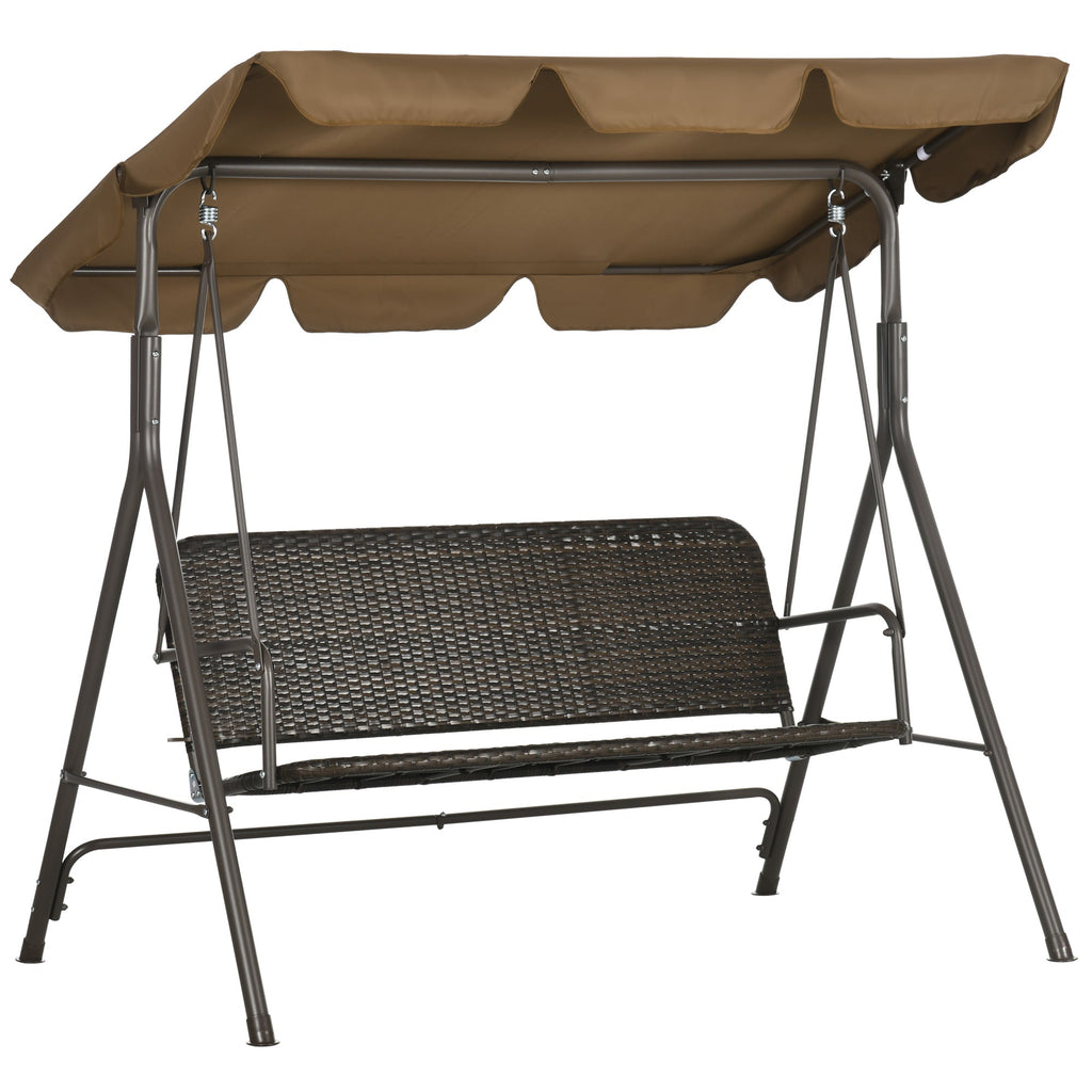 EASYCOMFORT 3-seater garden swing with adjustable canopy in PE rattan and steel, 167x112x153cm