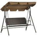 EASYCOMFORT 3-seater garden swing with adjustable canopy in PE rattan and steel, 167x112x153cm