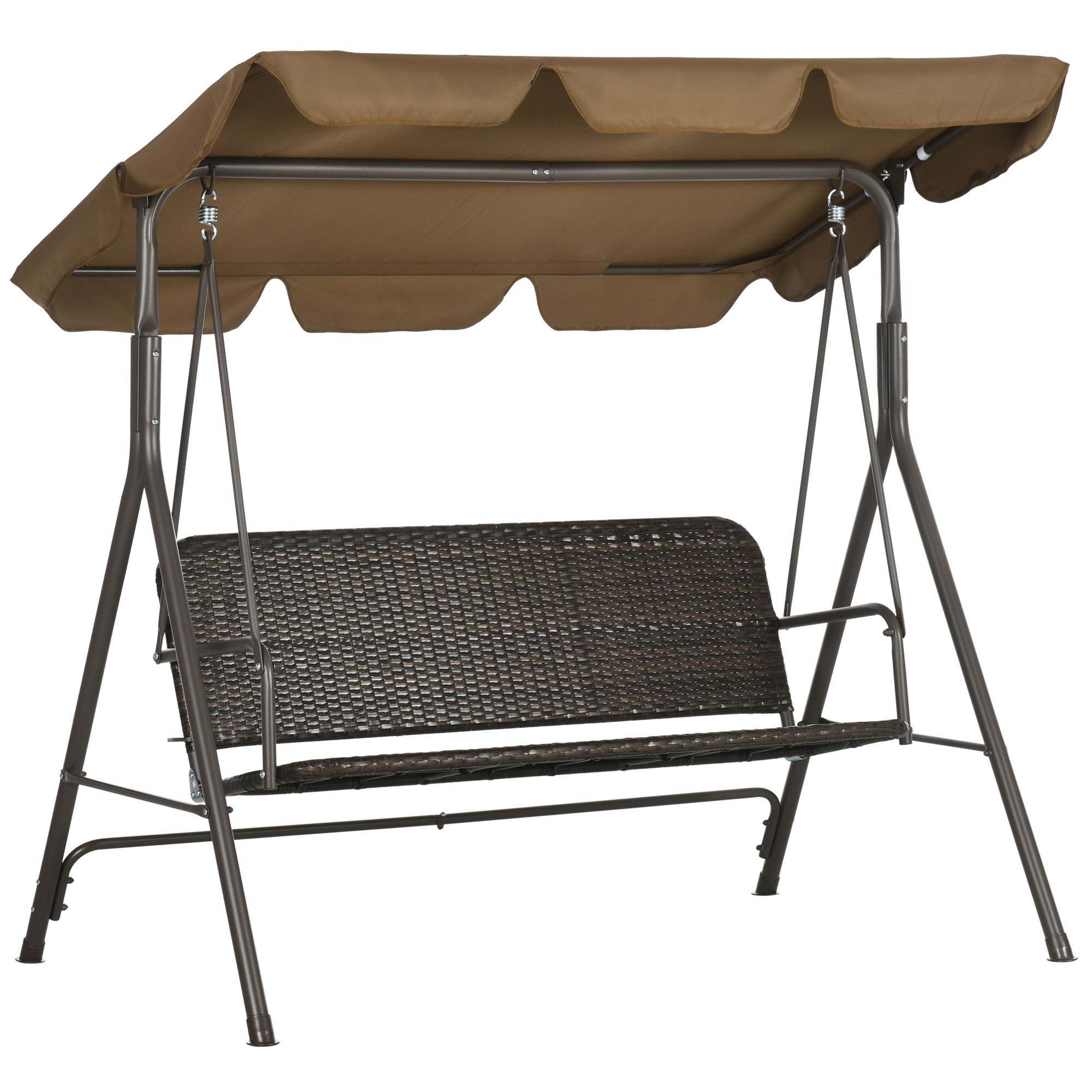EASYCOMFORT 3-seater garden swing with adjustable canopy in PE rattan and steel, 167x112x153cm