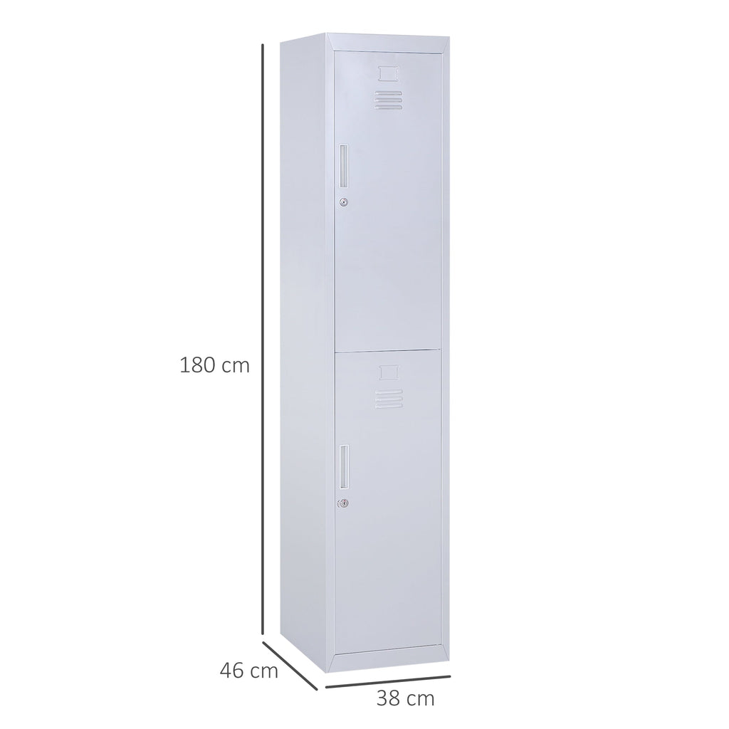 Easycomfort Armadietto 4 Ripiani 2 Porte Chiusura di Sicurezza Ufficio Garage Officina Acciaio Laminato a Freddo 38x46x180cm Grigio