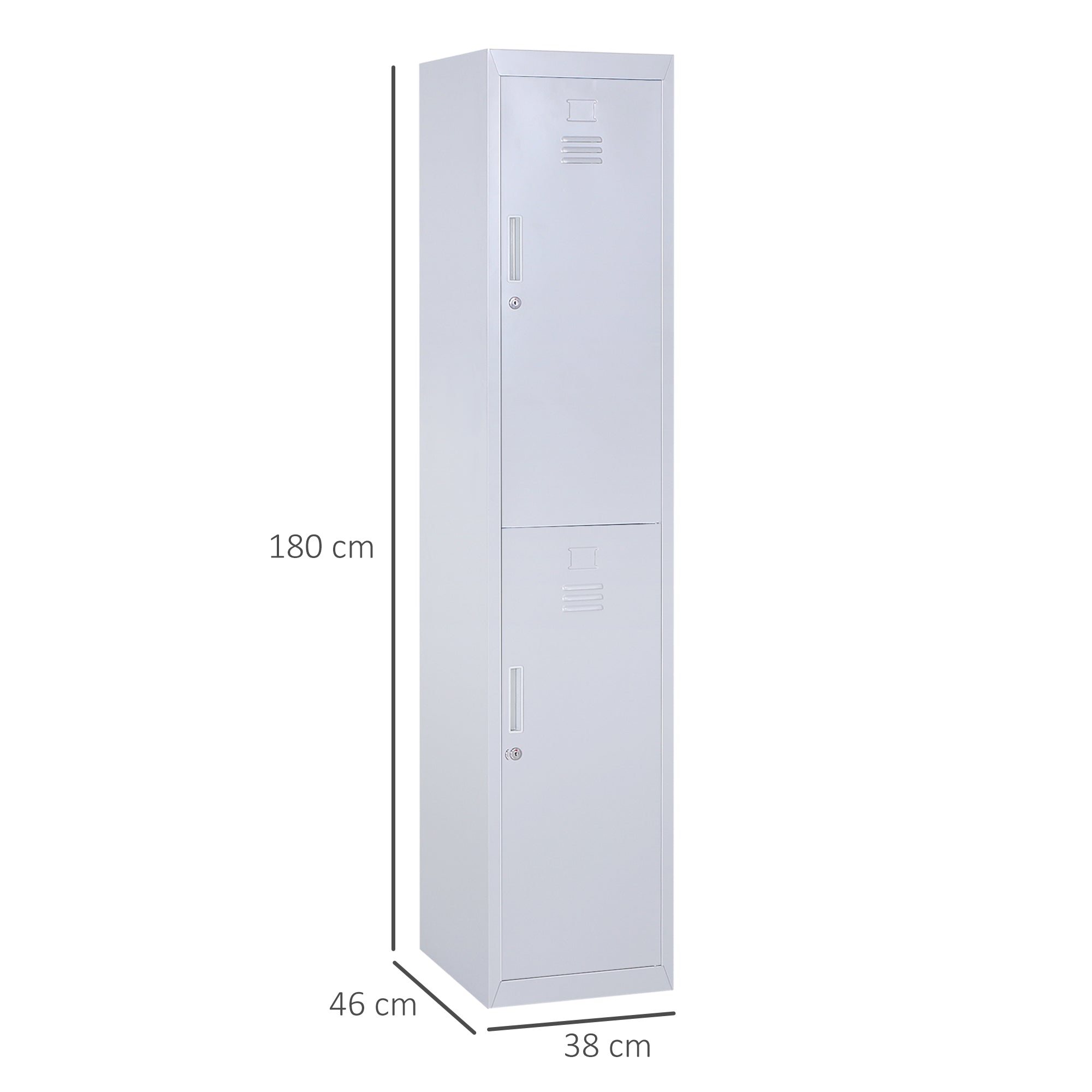 Easycomfort Armadietto 4 Ripiani 2 Porte Chiusura di Sicurezza Ufficio Garage Officina Acciaio Laminato a Freddo 38x46x180cm Grigio