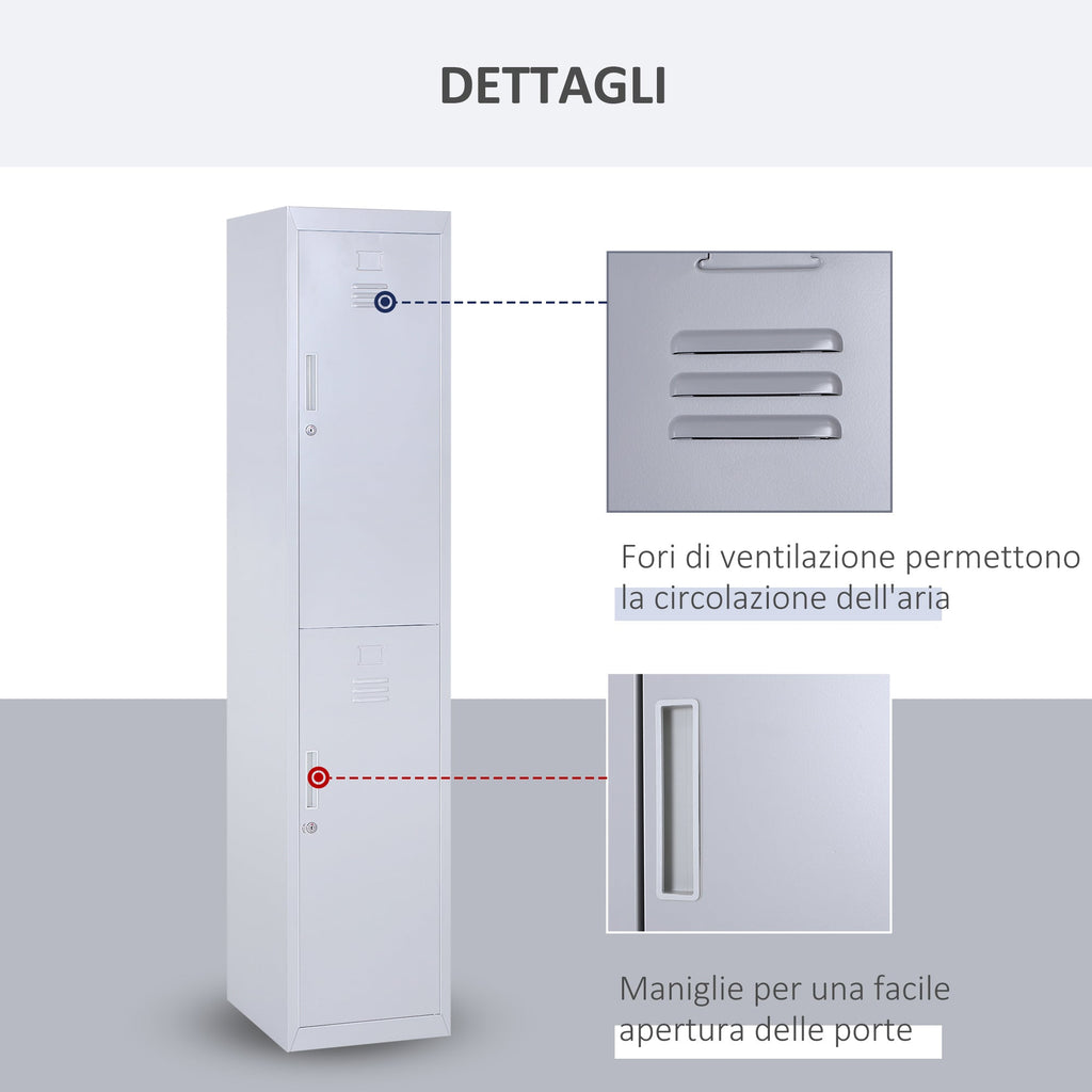 Easycomfort Armadietto 4 Ripiani 2 Porte Chiusura di Sicurezza Ufficio Garage Officina Acciaio Laminato a Freddo 38x46x180cm Grigio
