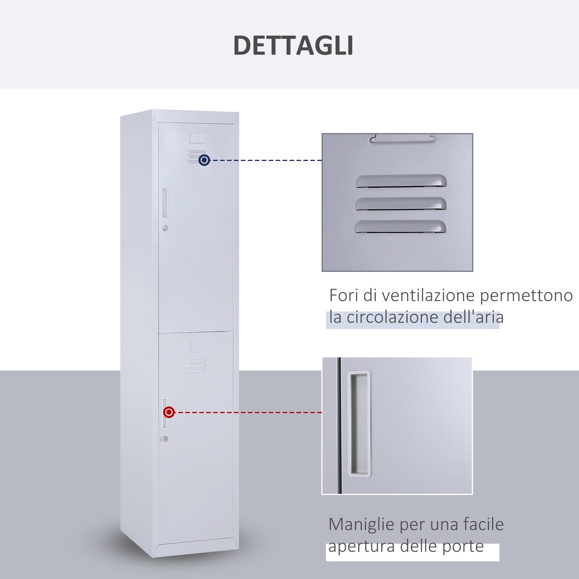 Easycomfort Armadietto 4 Ripiani 2 Porte Chiusura di Sicurezza Ufficio Garage Officina Acciaio Laminato a Freddo 38x46x180cm Grigio