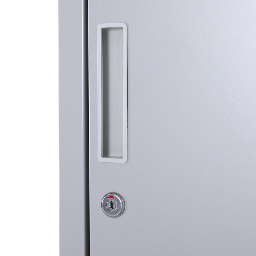 Easycomfort Armadietto 4 Ripiani 2 Porte Chiusura di Sicurezza Ufficio Garage Officina Acciaio Laminato a Freddo 38x46x180cm Grigio