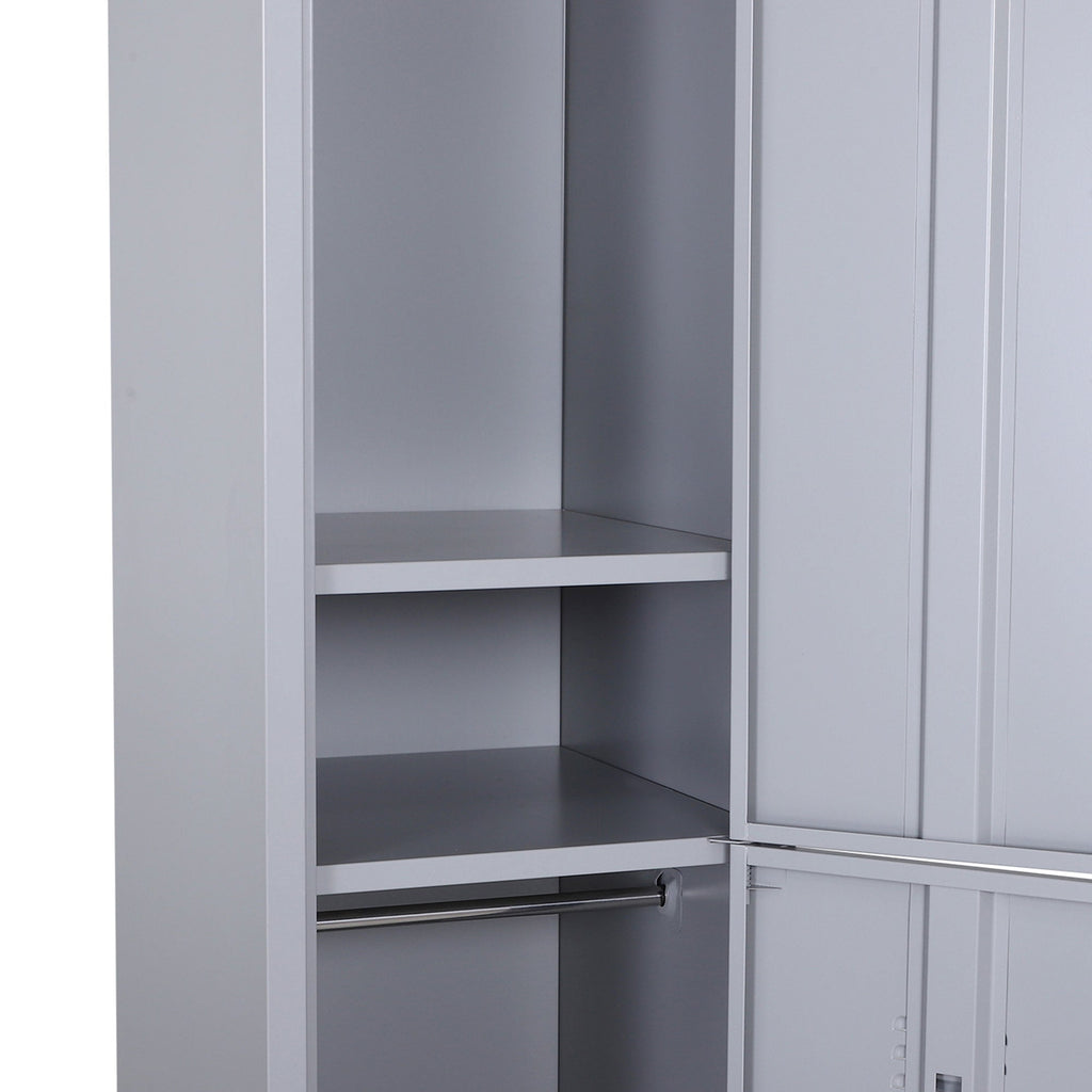 Easycomfort Armadietto 4 Ripiani 2 Porte Chiusura di Sicurezza Ufficio Garage Officina Acciaio Laminato a Freddo 38x46x180cm Grigio